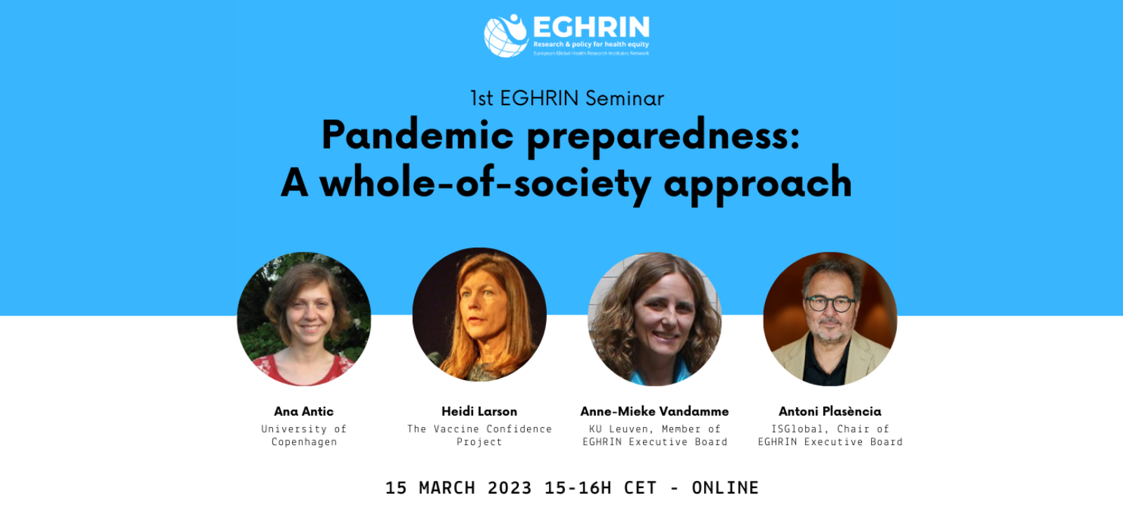 Seminar "Pandemic preparedness A wholeofsociety approach" Event